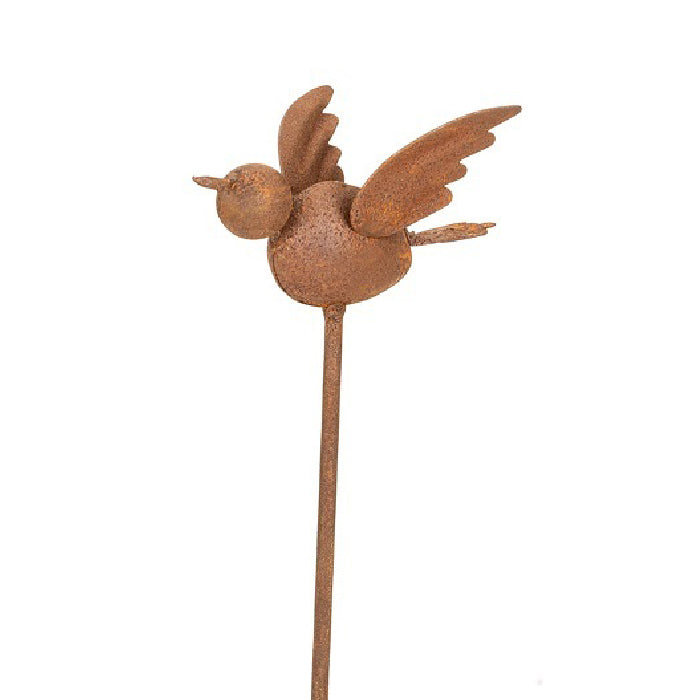 10599-garden-rust-metal-60cm-bird-on-stick-outdoor-decor-assorted