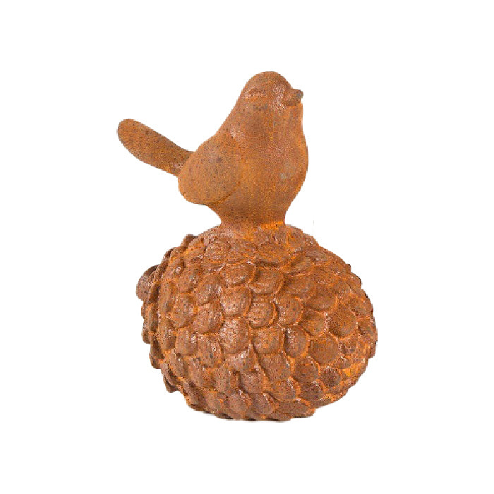 10827-garden-bird-on-acorn-or-nut-cast-iron-decor-assorted