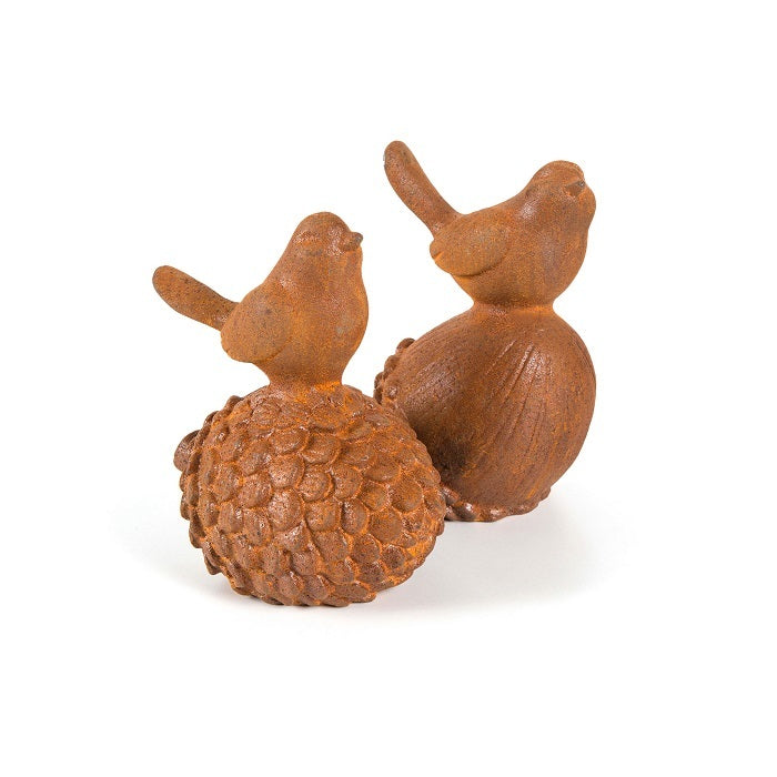 10827-garden-bird-on-acorn-or-nut-cast-iron-decor-assorted