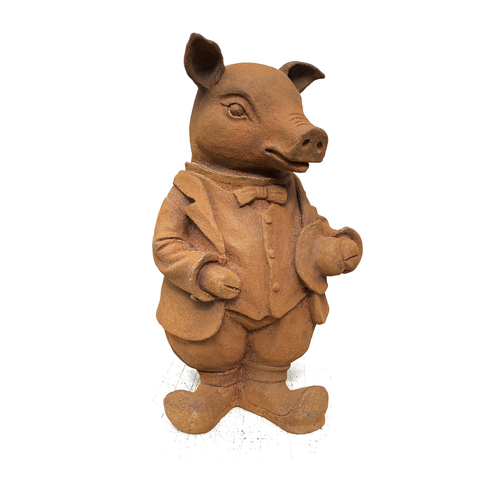 12937-garden-26cm-cast-iron-rust-pig-sculpture-decor-small