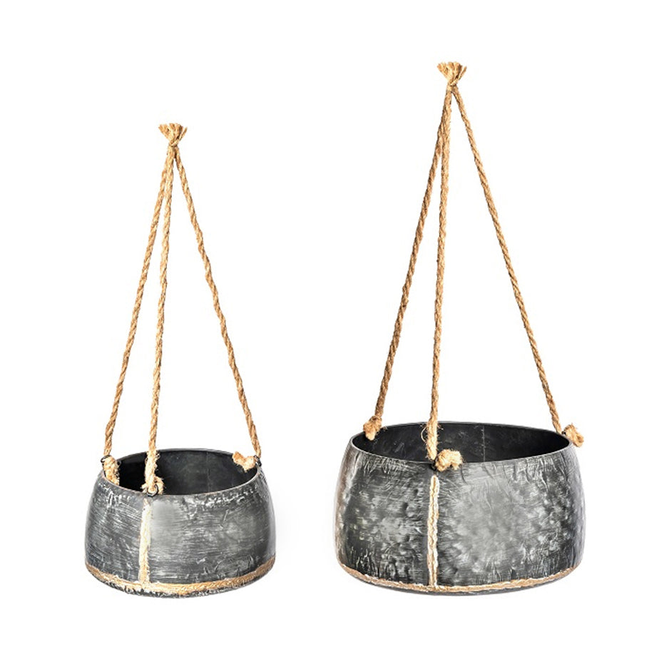 14221-2pc-hanging-pot-zinc-garden-decor-set