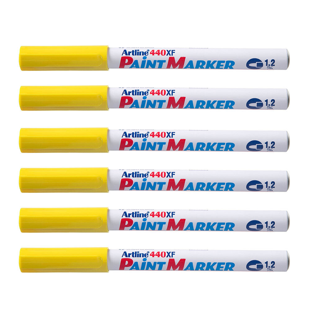 144007-12pk-artline-440-permanent-paint-marker-1-2mm-bullet-nib-yellow