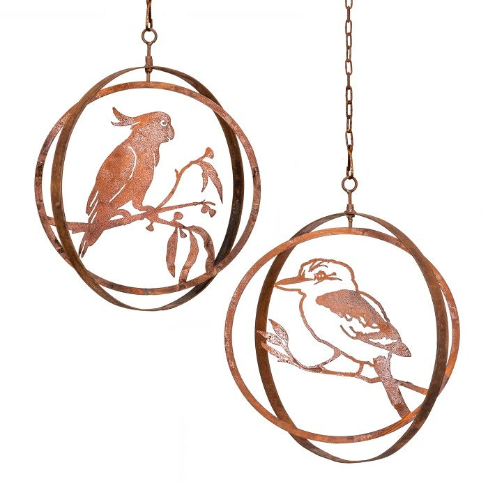 14795-garden-rust-35cm-double-ring-birds-wall-hanging-decor-assorted