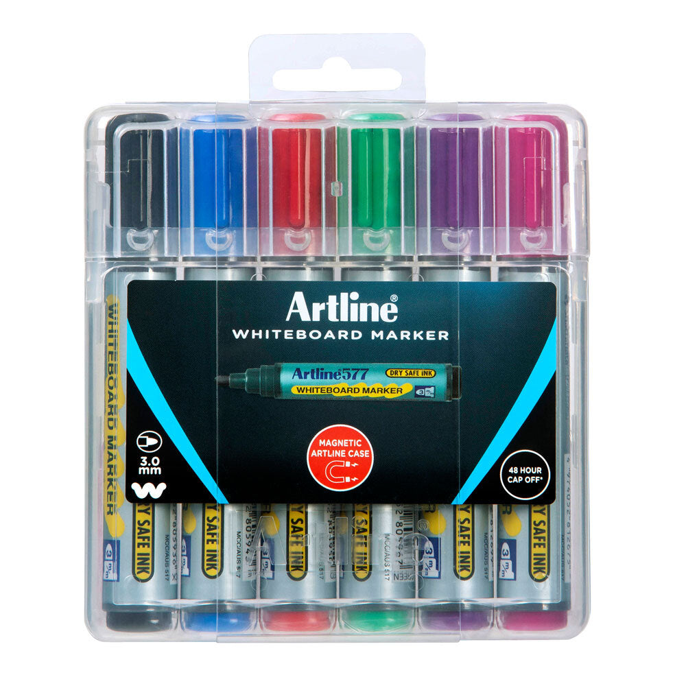 157746hc-6pc-artline-whiteboard-marker-assorted