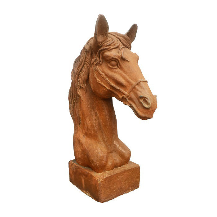 16065-horse-head-28cm-cast-iron-w-base-garden-decor-medium-brown