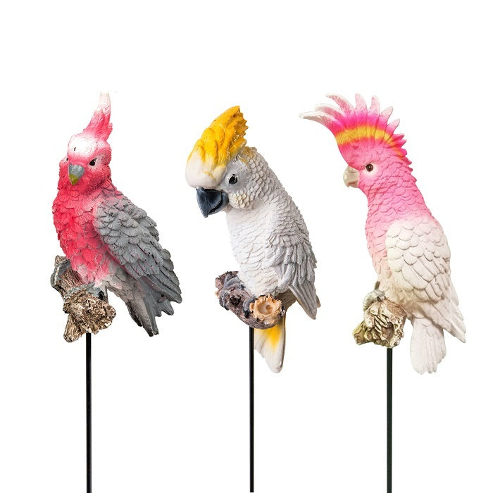 16409-cockatoo-on-stick-12cm-bird-garden-decor-assorted