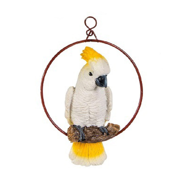 16416-cockatoo-in-a-ring-17cm-outdoor-ornament-decor-assorted