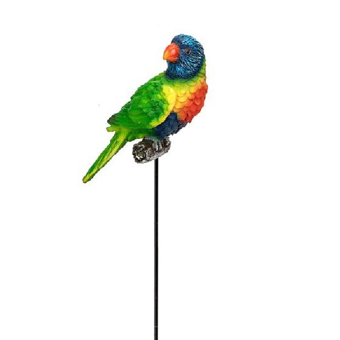 16430-aussie-bird-on-stick-12cm-polyresin-garden-decor-assorted