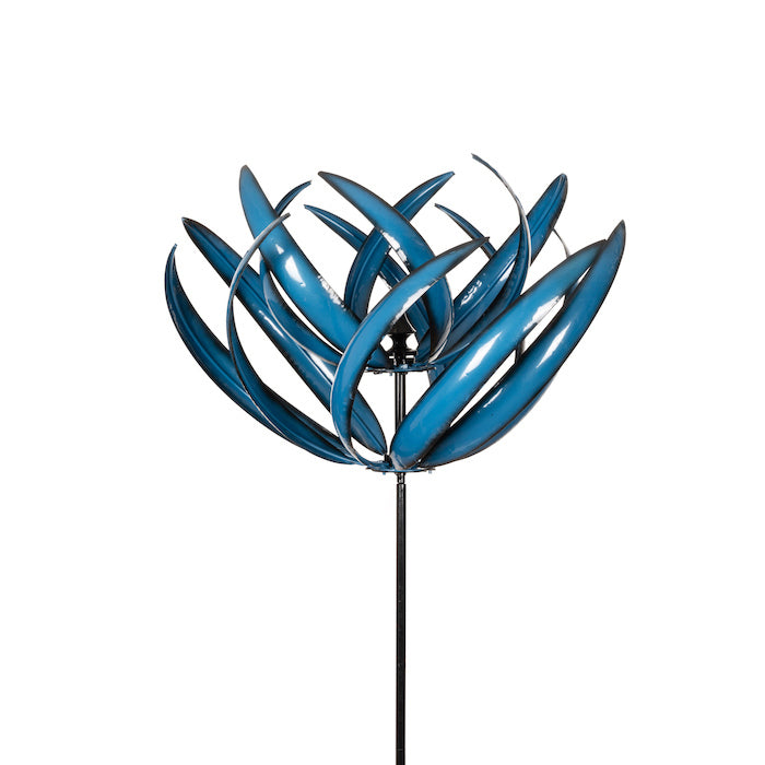 16584-metal-67-5cm-lotus-windmill-outdoor-garden-decor-blue