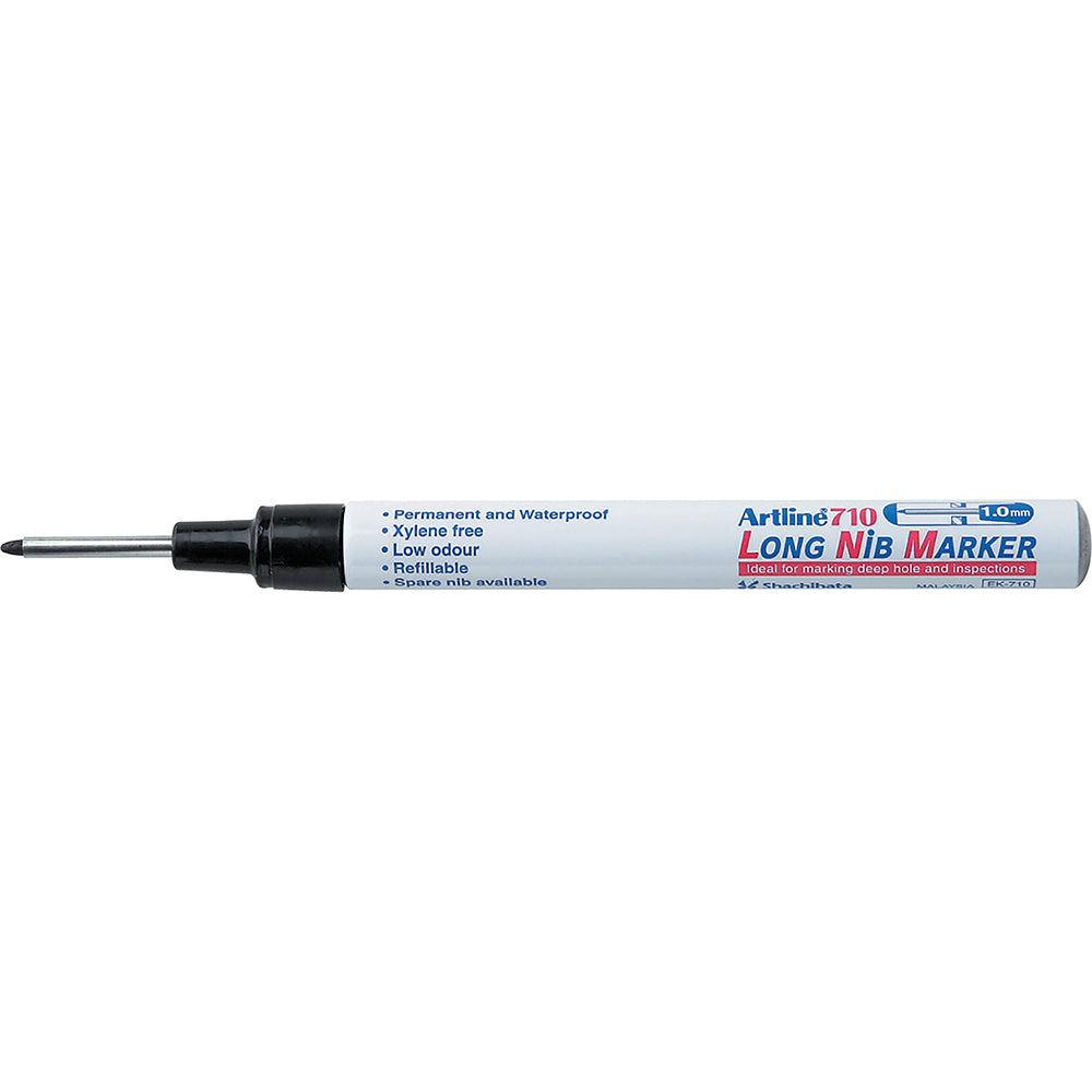 171001-12pk-artline-710-long-nib-permanent-marker-1mm-bullet-tip-black