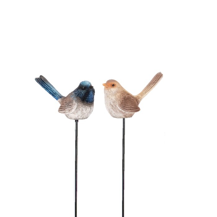 17253-fairy-wren-on-stick-36-5cm-polyresin-bird-outdoor-decor-assorted