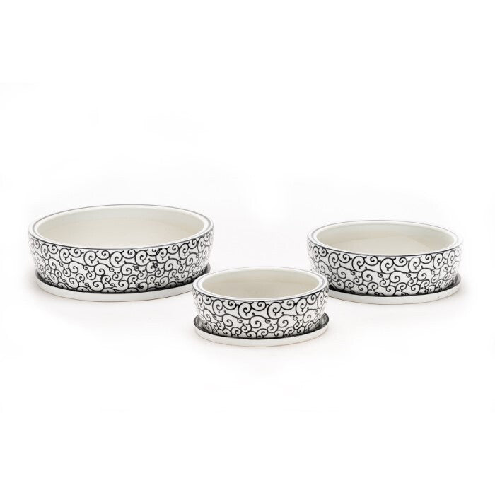 18021-4pc-ceramic-swirls-low-pot-planter-set-black-white