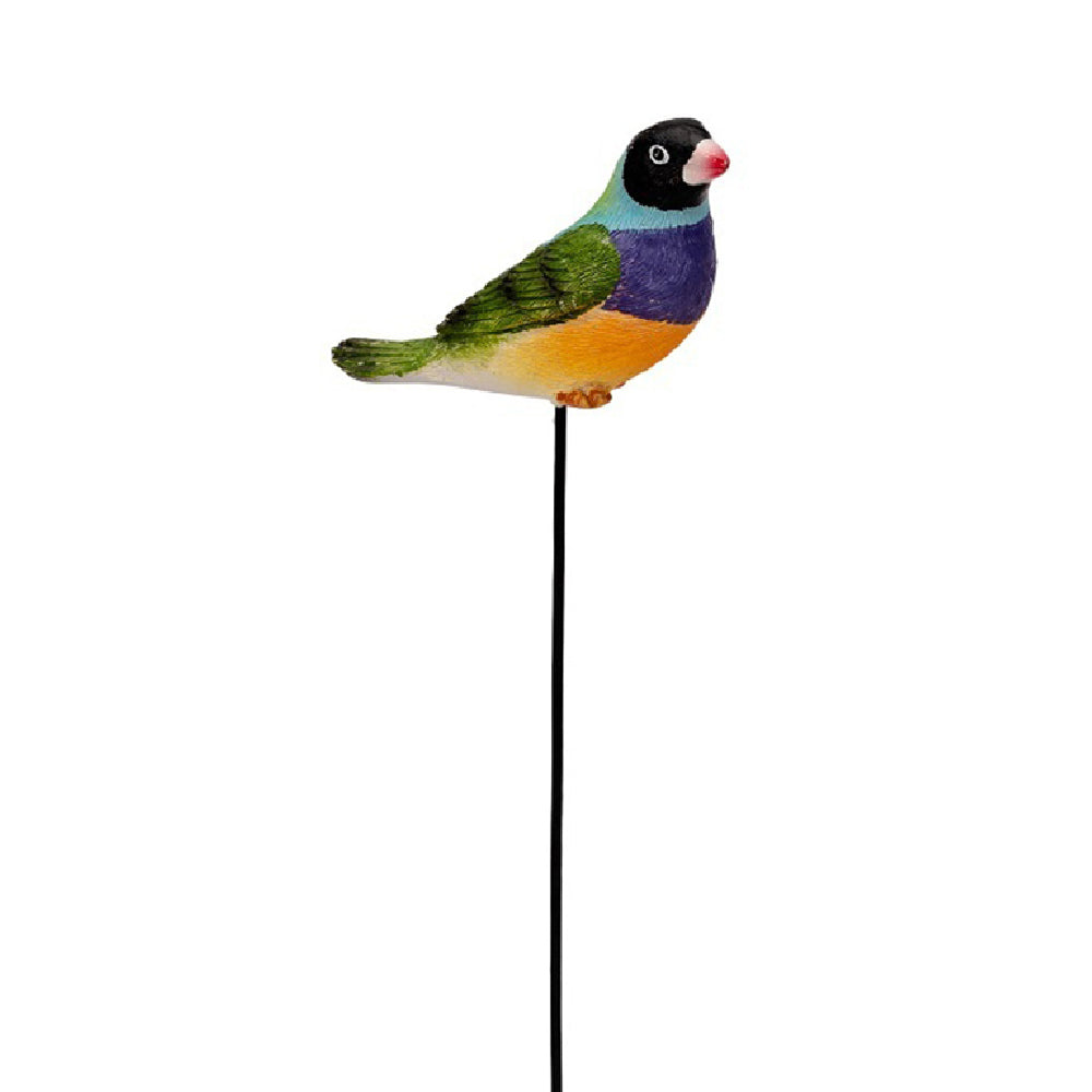18250-gouldian-finches-on-stick-8cm-polyresin-birds-ornament-decor-assorted