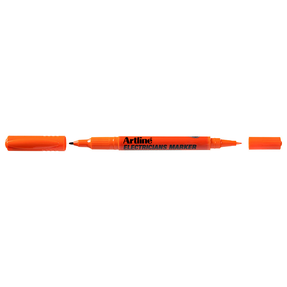 195305o-12pk-artline-electricians-permanent-marker-1-4mm-dual-nib-orange
