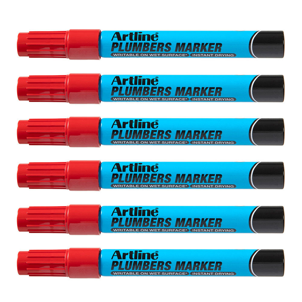 195502r-12pk-artline-plumbers-waterproof-permanent-marker-red