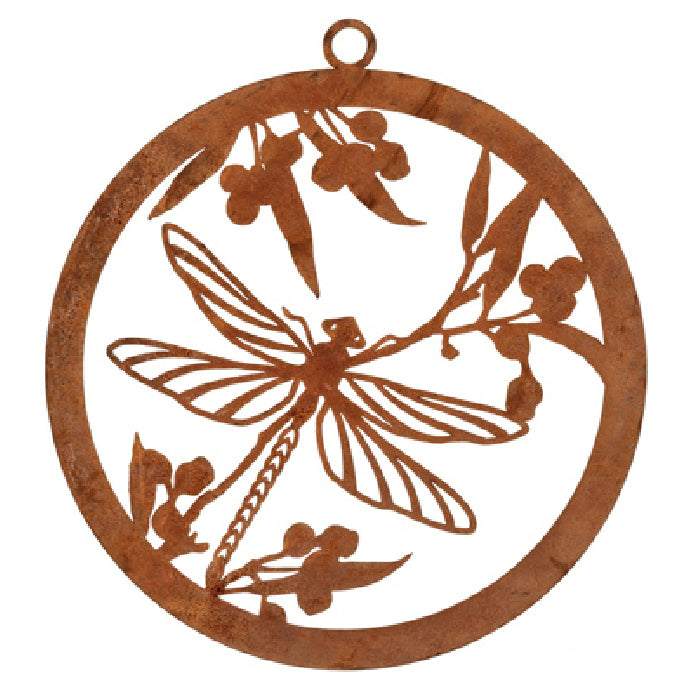 20352-single-ring-28cm-dragonfly-corten-steel-ornament-decor-assorted