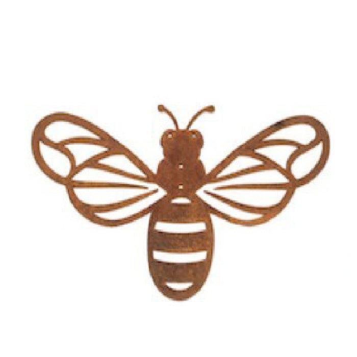 20451-bee-w-holes-16cm-corten-steel-ornament-decor-large-assorted