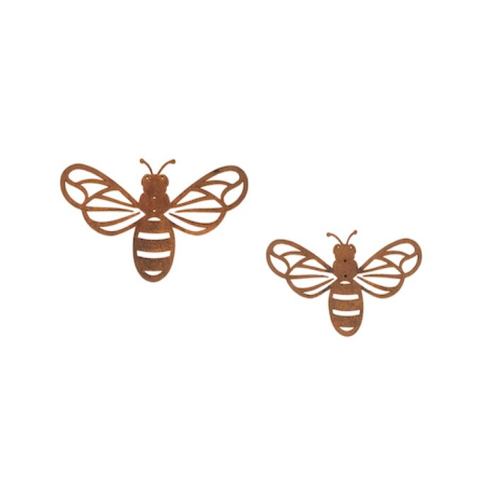 20451-bee-w-holes-16cm-corten-steel-ornament-decor-large-assorted