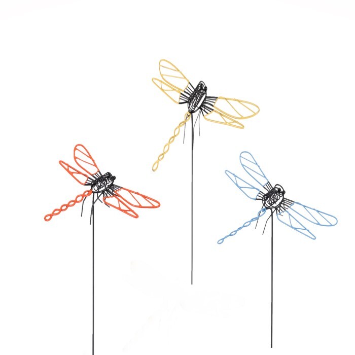 20819-dragonfly-wire-on-stick-19-5cm-metal-ornament-decor-medium-assorted
