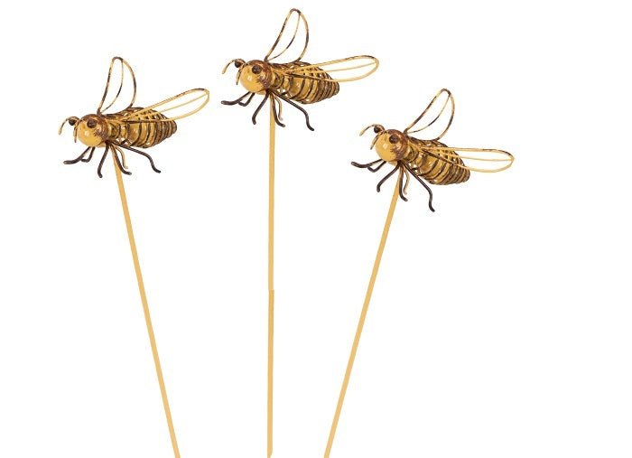 20895-bee-wire-on-stick-6-5cm-metal-outdoor-ornament-decor