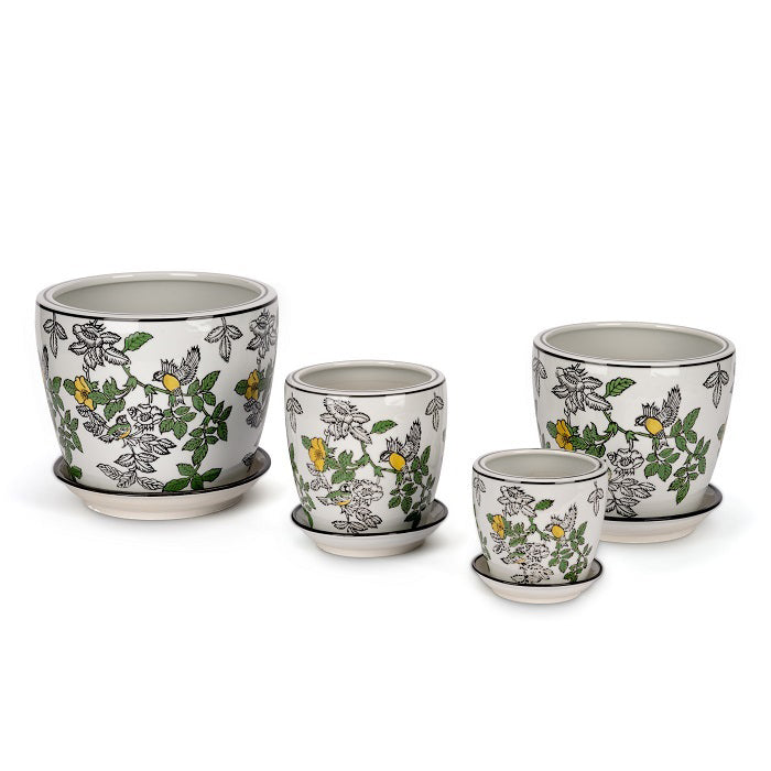 21144-4pc-tall-pot-planter-w-saucer-garden-decor-spring-yellow