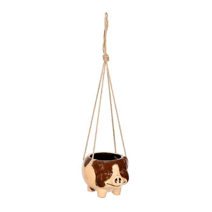 21182-hanging-16cm-pig-pot-planter-garden-home-decor-brown