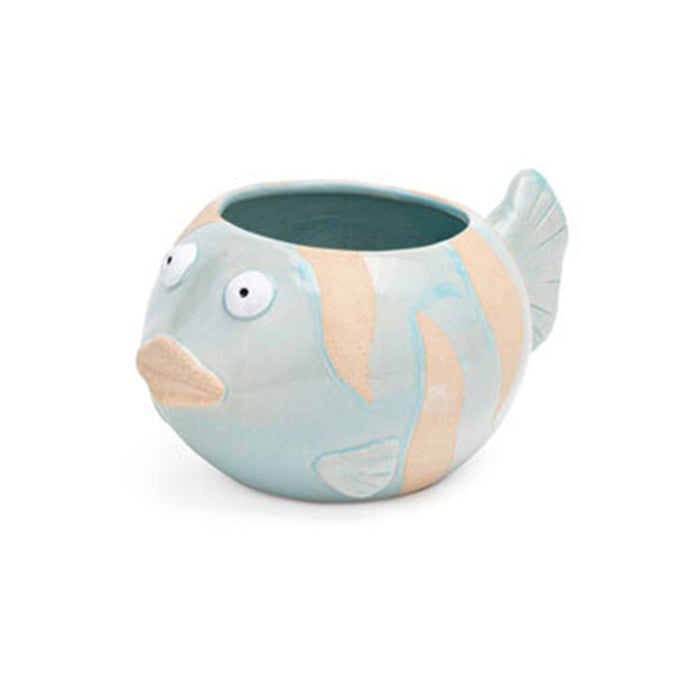 21427-fish-stoneware-19cm-pot-planter-garden-decor-large-white