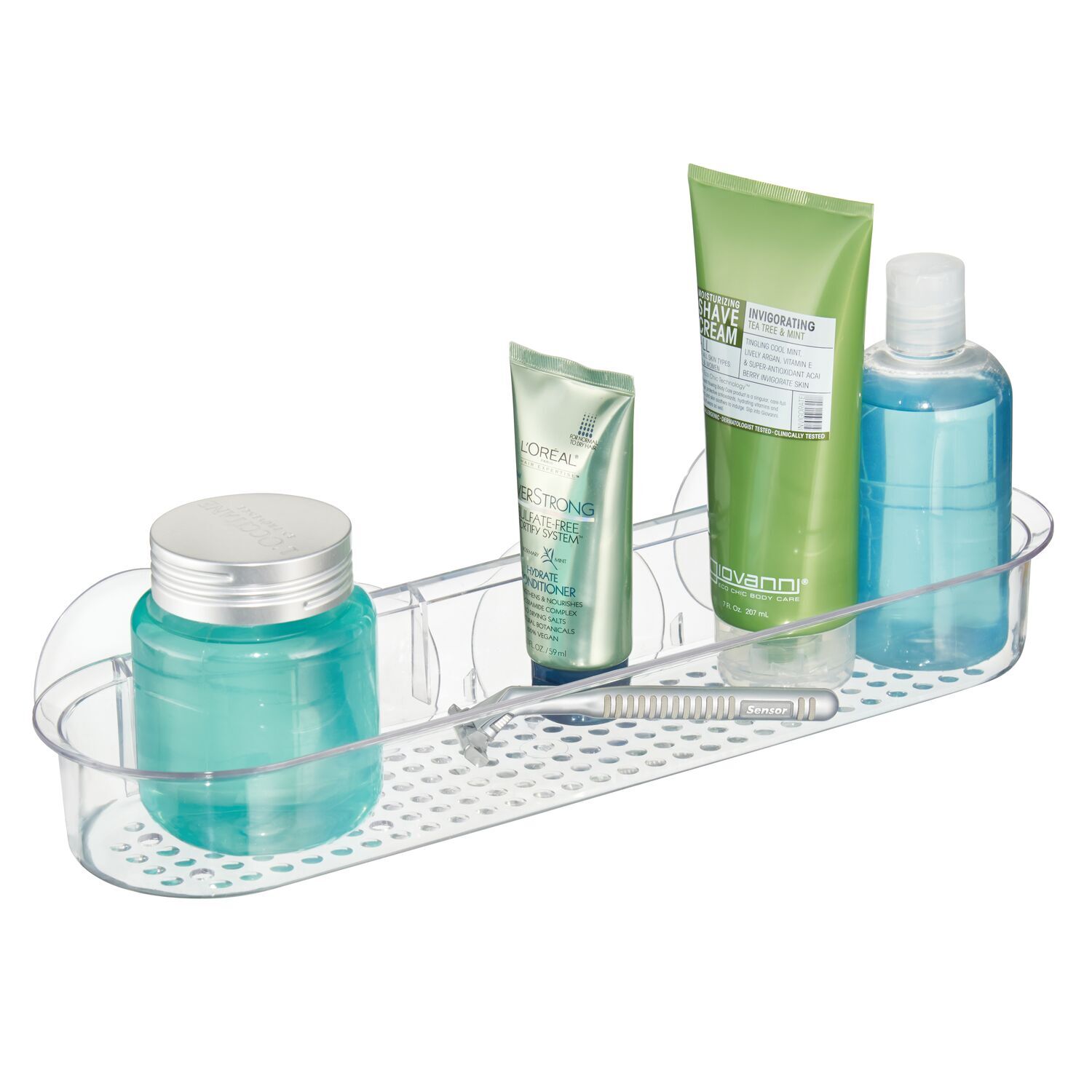 21700-idesign-classic-38x11cm-suction-shelf-shower-tub-caddy-clear