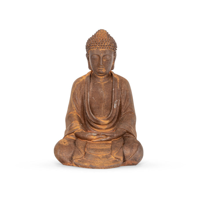 22660-zen-cast-iron-23cm-sitting-buddah-garden-ornament-decor-brown