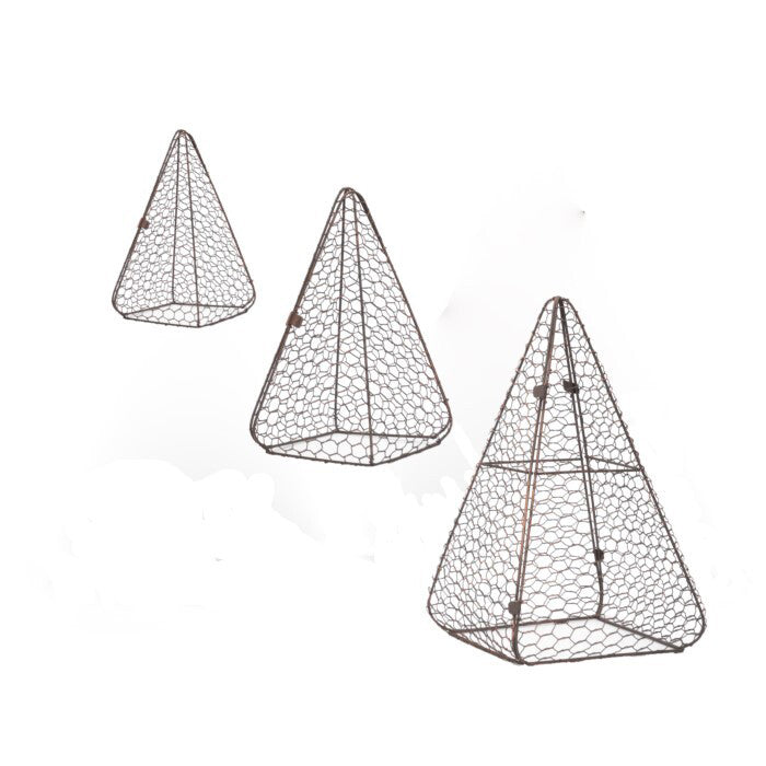 22868-3pc-triangular-metal-20-30-40cm-cloche-plant-protector-set-brushed-brown