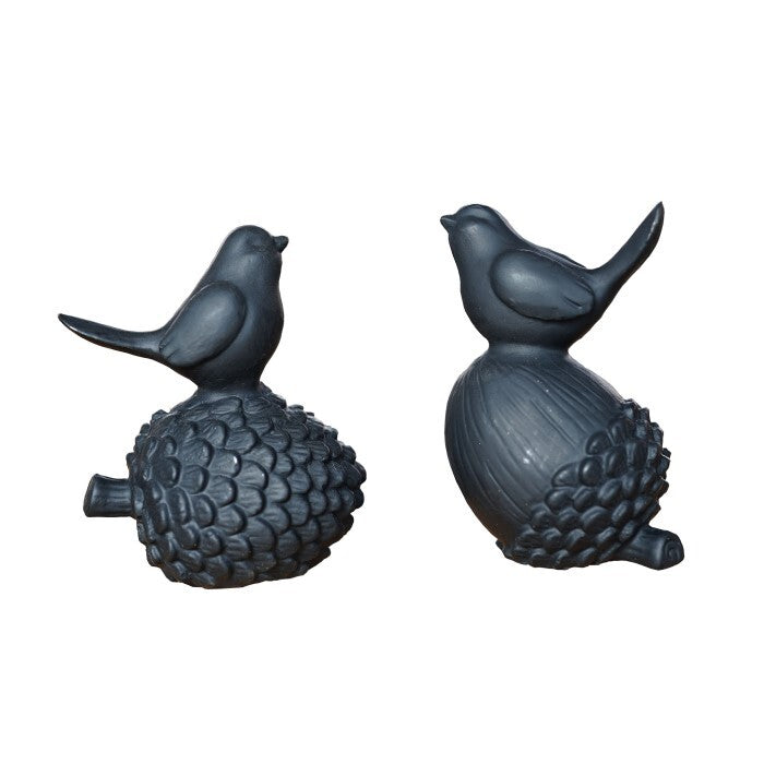 24503-birds-on-acorn-nut-cast-iron-black-ornament-decor-assorted