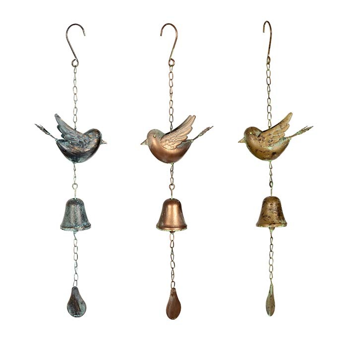 24725-chain-bird-w-bell-55cm-hanging-garden-ornament-decor-assorted