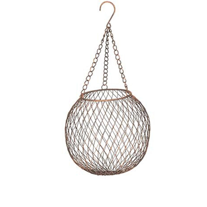 25166-hanging-17cm-ball-metal-mesh-w-hook-planter-garden-decor-medium-brown