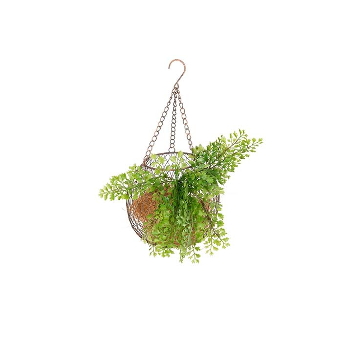 25166-hanging-17cm-ball-metal-mesh-w-hook-planter-garden-decor-medium-brown