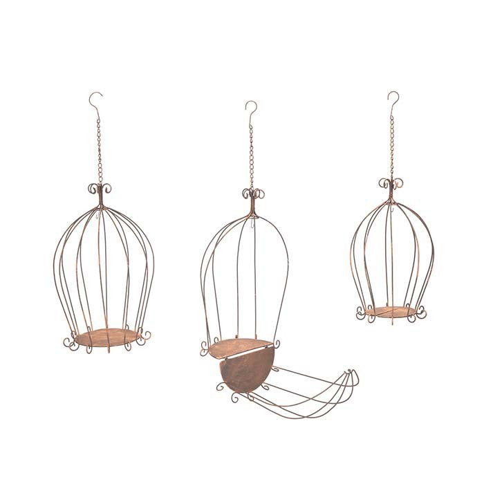 25180-3pc-birdcage-planter-outdoor-ornament-yard-patio-garden-decor-brown