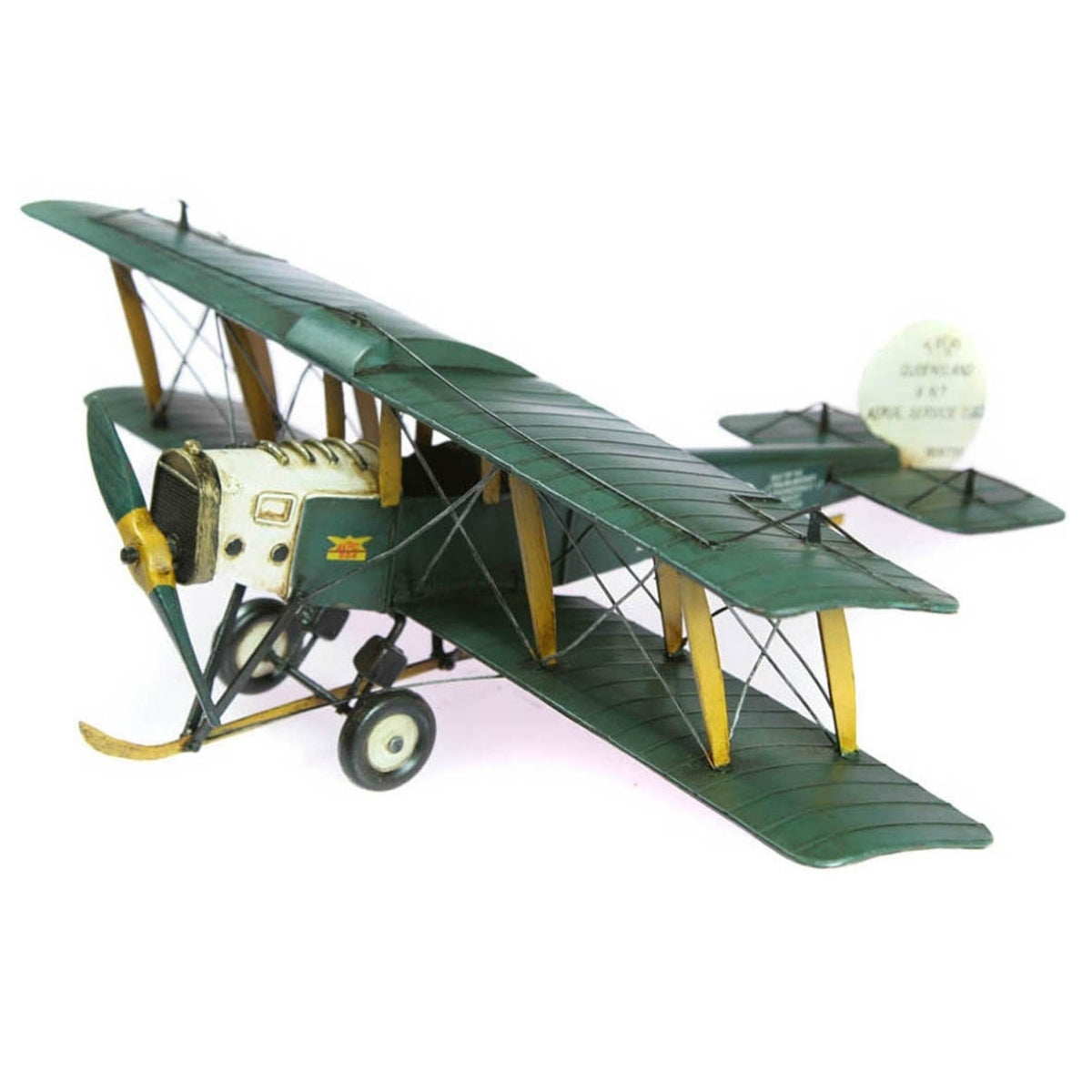 30308-boyle-50cm-ornament-queensland-avro-504-plane-metal-decor-green