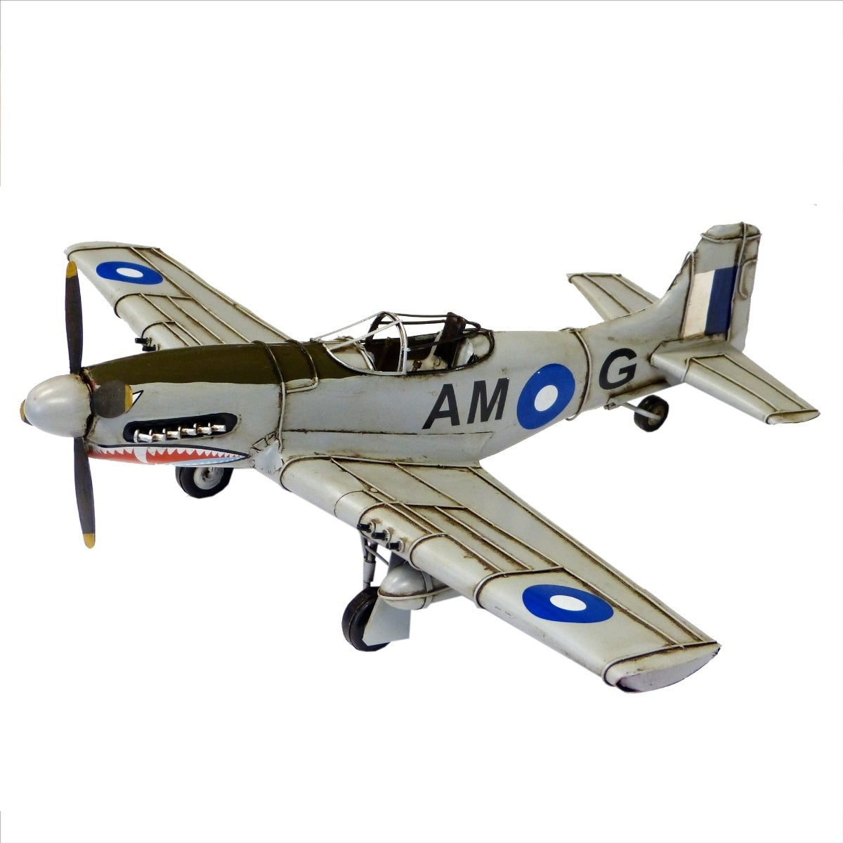 30350-boyle-50cm-ornament-mustang-shark-teeth-plane-metal-decor-grey