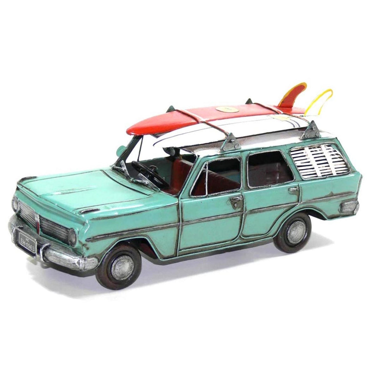 30428-boyle-29cm-eh-station-wagon-car-w-surfboards-metal-ornament-decor-teal