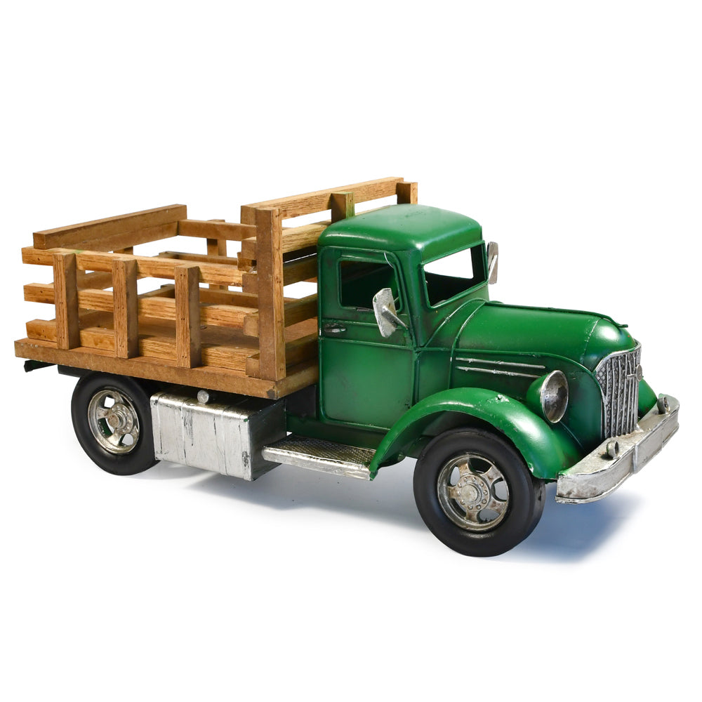 31128-auto-petit-farm-truck-metal-decorative-ornament-37x17cm-green