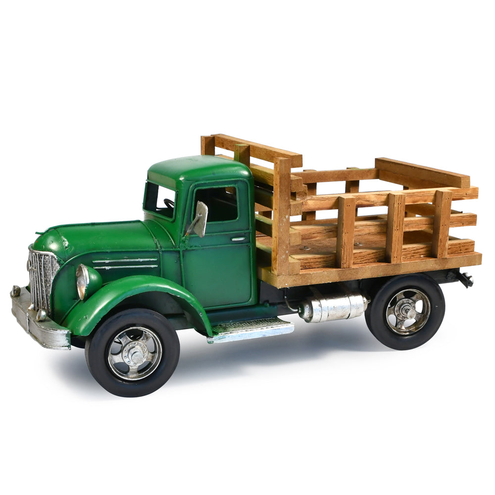 31128-auto-petit-farm-truck-metal-decorative-ornament-37x17cm-green