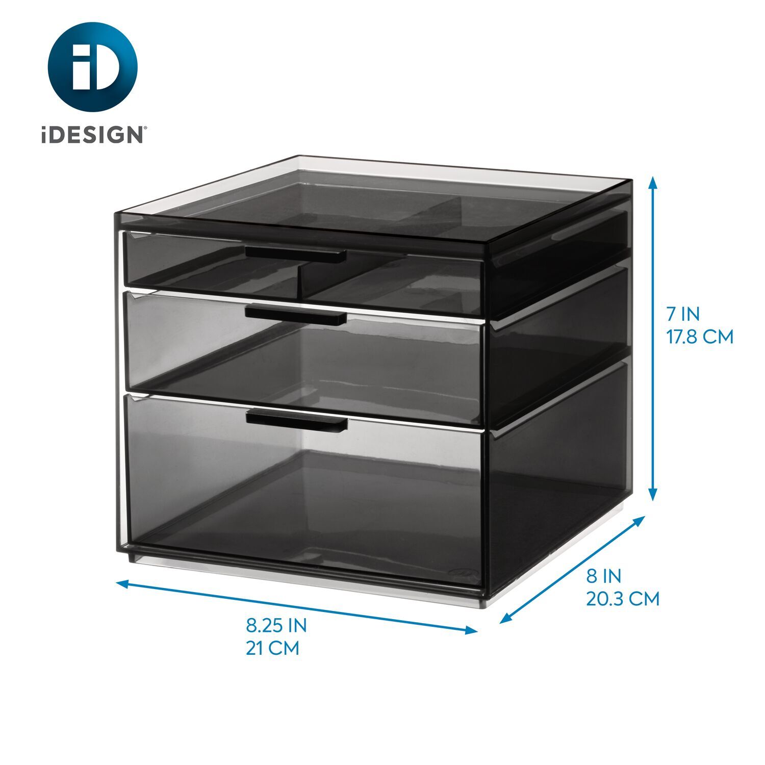40209-idesign-3-drawer-20-95cm-tall-cosmetic-organiser-smoke-matte-black