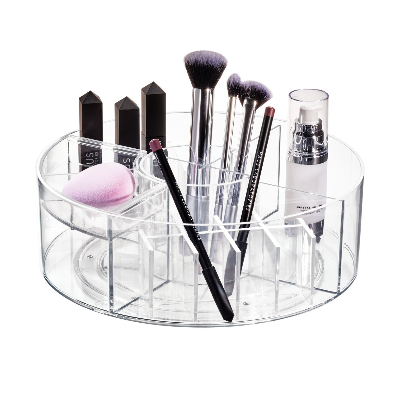 40228-idesign-25-4cm-cosmetic-carousel-makeup-organiser-clear-matte-white