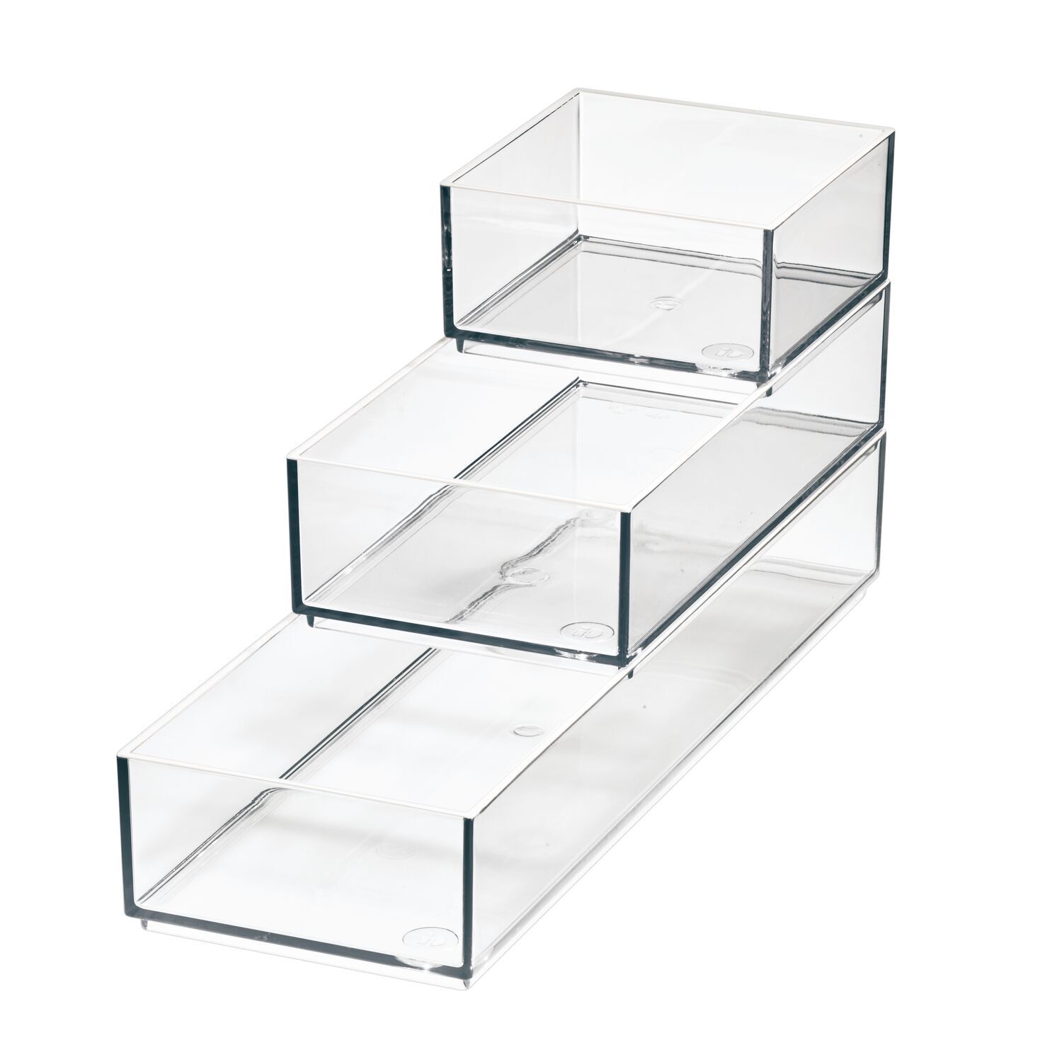 40278-3pc-idesign-stack-slide-cosmetic-makeup-organisers-clear-matte-white