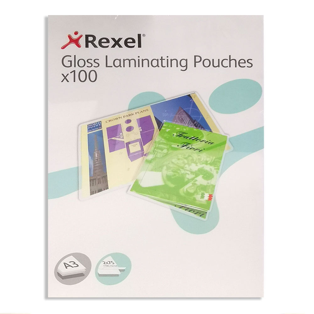 41616-100pc-rexel-a3-150-micron-gloss-laminating-pouches