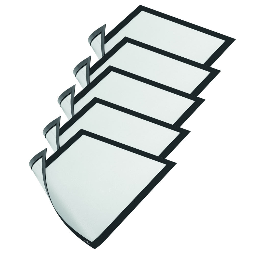 486901-5pc-durable-duraframe-magnetic-sign-holder-a4-black