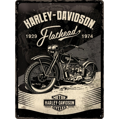 5123247-nostalgic-art-harley-davidson-flathead-30x40cm-large-metal-tin-sign-black