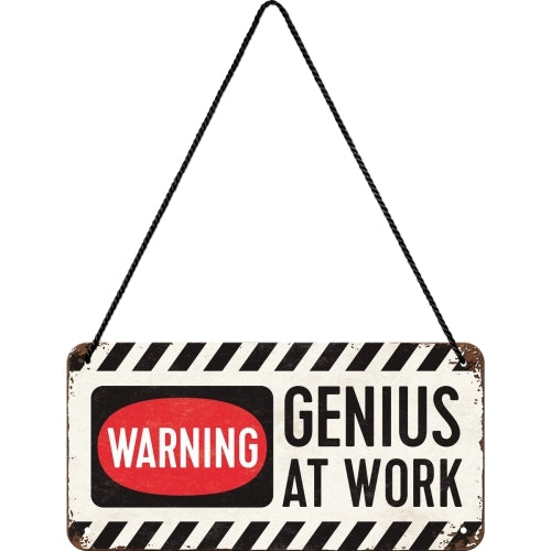 5128007-nostalgic-art-metal-10x20cm-hanging-sign-genius-at-work