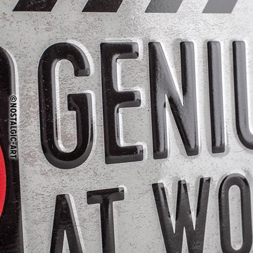 5128007-nostalgic-art-metal-10x20cm-hanging-sign-genius-at-work