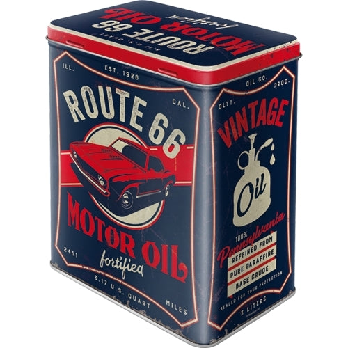5130150-nostalgic-art-20cm-3l-tin-box-metal-storage-route-66-motor-oil-large