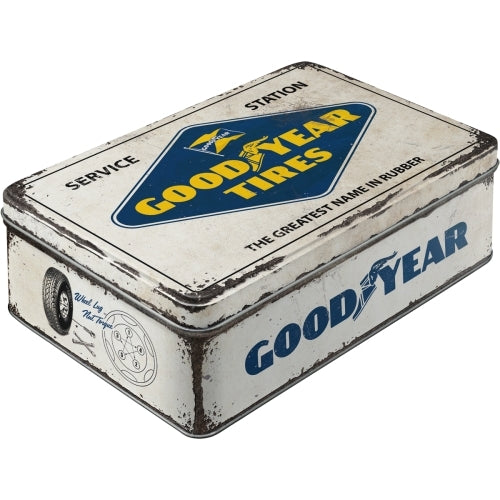 5130745-nostalgic-art-23cm-2-5l-flat-tin-storage-goodyear-logo-white